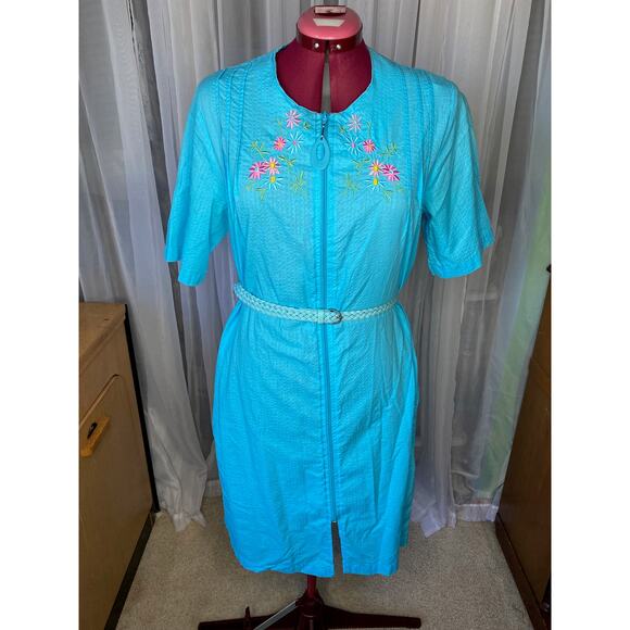 house dress duster embroidered collar pink - Picture 5 of 11